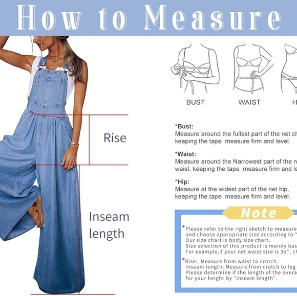 Stylish Wid Leg Blue Denim Overalls Size S / XXL (New /Unworn) - Picture 5 of 5